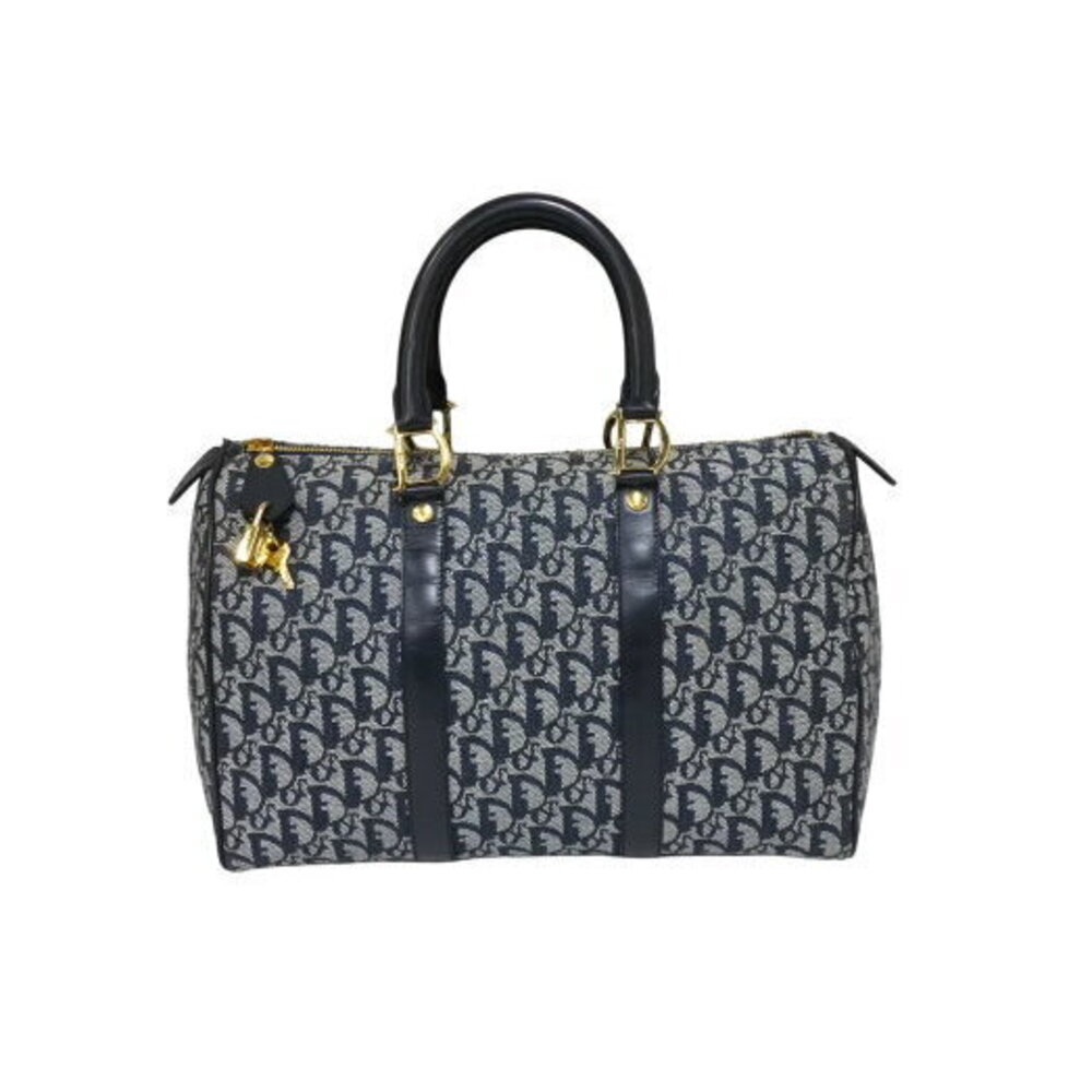 Christian Dior Trotter Boston Handbag Jacquard Navy Blue